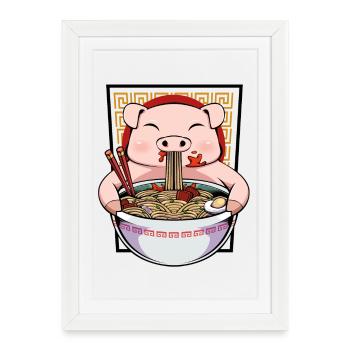 Funny Pork Noodle Master - Framed poster (27 × 37 cm) - white - Front