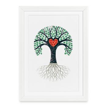 arbre jardin nature eco bio famille coeur grandir lol - Affiche encadrée (27 × 37 cm) - blanc - Devant