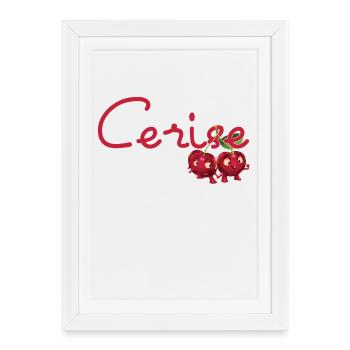 Cerises avec texte Cerise French - Affiche encadrée (27 × 37 cm) - blanc - Devant