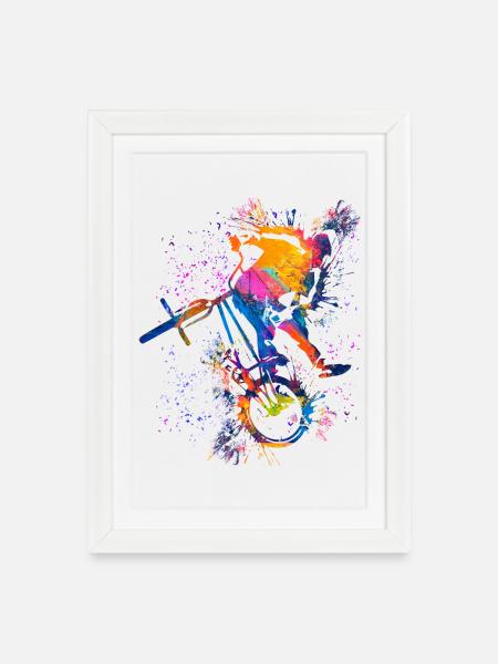 BMX / Bmx / bmx / Geschenkidee / Geburtstag - Gerahmtes Poster (27 × 37 cm) - Weiß