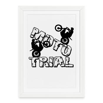 Moto Trial Wheelie - Motocross Moto Trial - Affiche encadrée (27 × 37 cm) - blanc - Devant