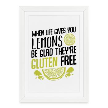 Motif citron vert sans gluten - Affiche encadrée (27 × 37 cm) - blanc - Devant