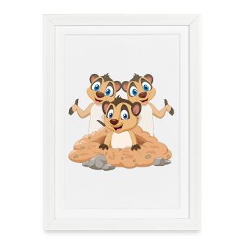 Meerkat cartoon kids shirt - Framed poster (27 × 37 cm) - white - Front