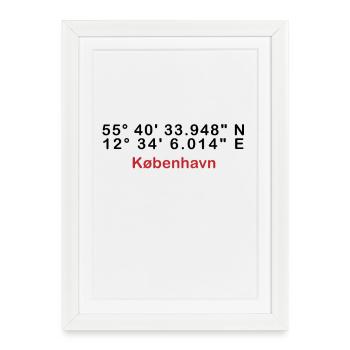 Typographie rouge København - Affiche encadrée (27 × 37 cm) - blanc - Devant