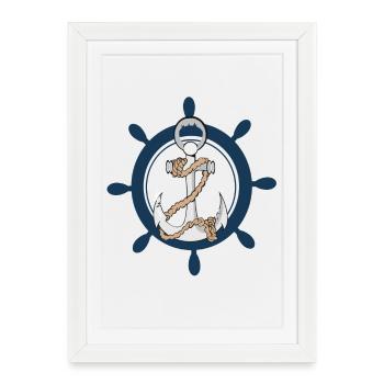 Ancre avec volant dur bâbord - Affiche encadrée (27 × 37 cm) - blanc - Devant