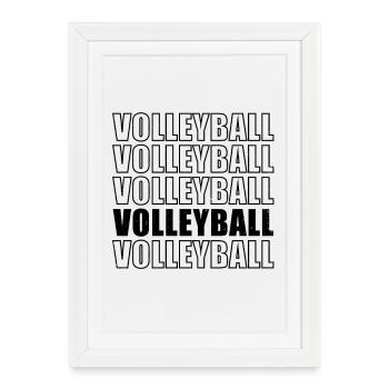 Volleyball Line Motif - Framed poster (27 × 37 cm) - white - Front