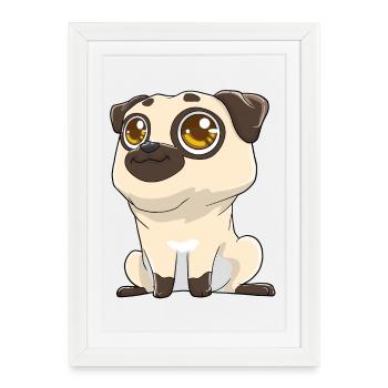 Mignon carlin aux grands yeux - Affiche encadrée (27 × 37 cm) - blanc - Devant