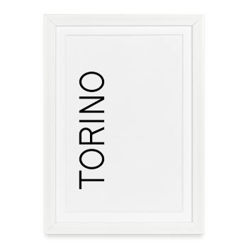 Turin – Style de faute de frappe de ville verticale - Affiche encadrée (27 × 37 cm) - blanc - Devant