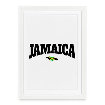 Drapeau de la Jamaïque Neon Contraste - Affiche encadrée (27 × 37 cm) - blanc - Devant