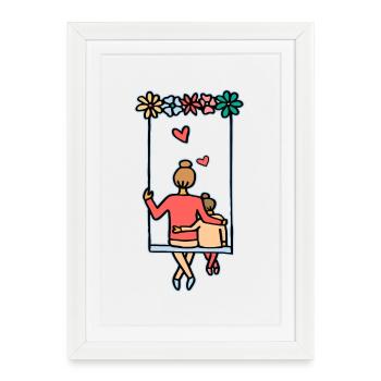 Amour et sécurité mère et fille - Affiche encadrée (27 × 37 cm) - blanc - Devant