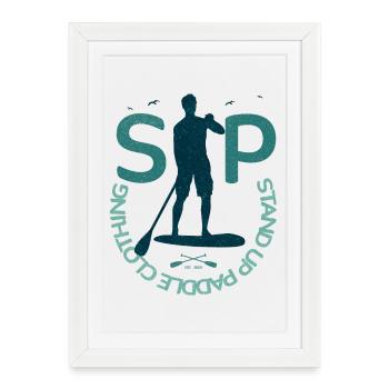 Stand Up Paddle – Logo des vêtements - Affiche encadrée (27 × 37 cm) - blanc - Devant