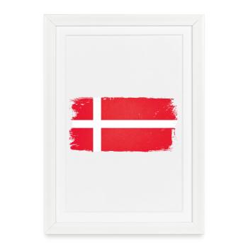 Danemark drapeau Danemark - Affiche encadrée (27 × 37 cm) - blanc - Devant