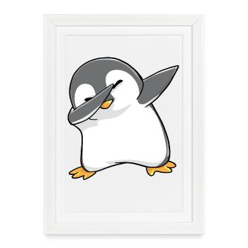 Pingouin Dabbing Kawaii doux - Affiche encadrée (27 × 37 cm) - blanc - Devant