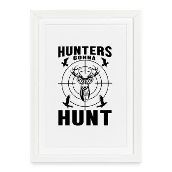 Illustration chasse minimaliste monochrome - Affiche encadrée (27 × 37 cm) - blanc - Devant