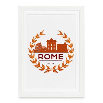 Monuments romains dans une couronne de laurier - Affiche encadrée (27 × 37 cm) - blanc - Devant