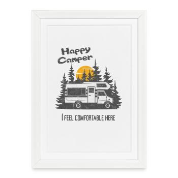 Camping-car, camping-car - Affiche encadrée (27 × 37 cm) - blanc - Devant