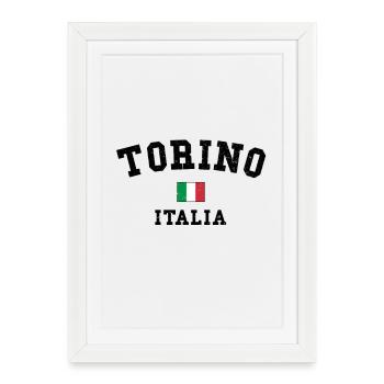 Turin Italie Drapeau Design minimal - Affiche encadrée (27 × 37 cm) - blanc - Devant
