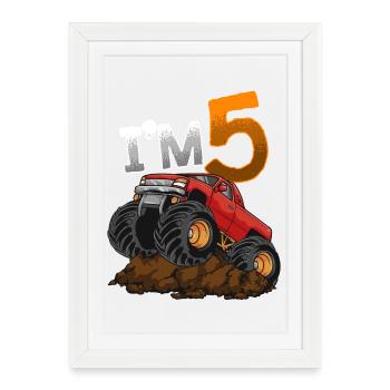 5ème anniversaire Monster Truck - Affiche encadrée (27 × 37 cm) - blanc - Devant