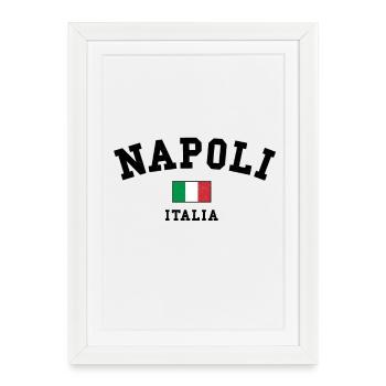 Naples Italie Drapeau Art minimal - Affiche encadrée (27 × 37 cm) - blanc - Devant
