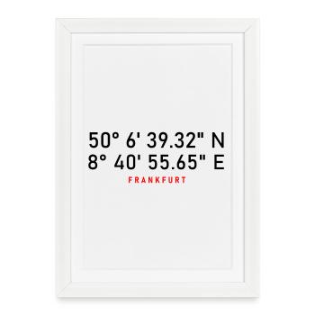 Frankfurt coordinates - Framed poster (27 × 37 cm) - white - Front