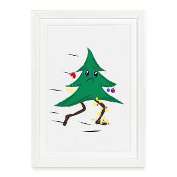 Running Christmas tree - Framed poster (27 × 37 cm) - white - Front