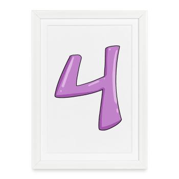 Number 4 number digit - Framed poster (27 × 37 cm) - white - Front