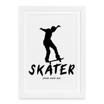 Patineur Grind Every Day - Affiche encadrée (27 × 37 cm) - blanc - Devant