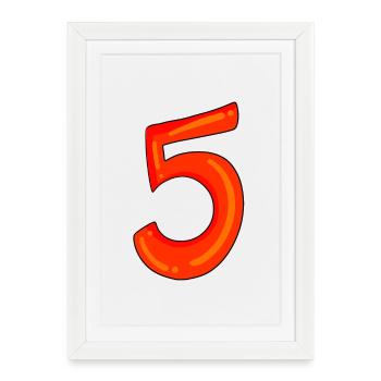 Numéro 5 rouge numéro cinq - Affiche encadrée (27 × 37 cm) - blanc - Devant