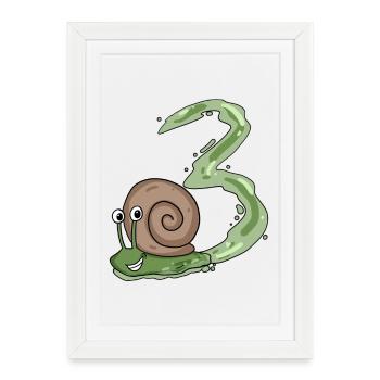 3rd birthday snail - 3 year old gift - Framed poster (27 × 37 cm) - white - Front