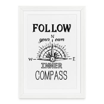 Follow Compass - Framed poster (27 × 37 cm) - white - Front