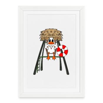 Canard sauveteur - Affiche encadrée (27 × 37 cm) - blanc - Devant
