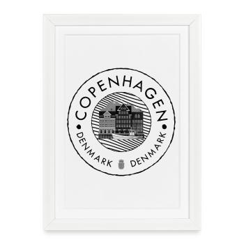 Copenhague, Danemark - Affiche encadrée (27 × 37 cm) - blanc - Devant