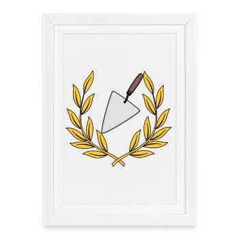Laurel wreath craft bricklayer trowel - Framed poster (27 × 37 cm) - white - Front
