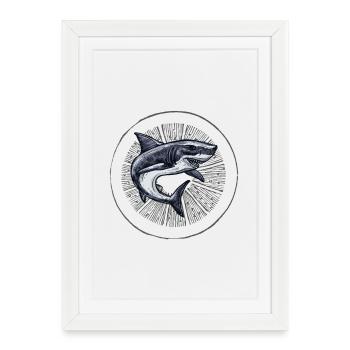 Dancing Shark - Framed poster (27 × 37 cm) - white - Front