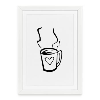 Café avec coeur - Affiche encadrée (27 × 37 cm) - blanc - Devant