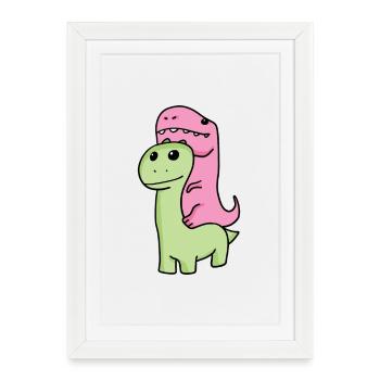 Dinosaurs for children - Framed poster (27 × 37 cm) - white - Front