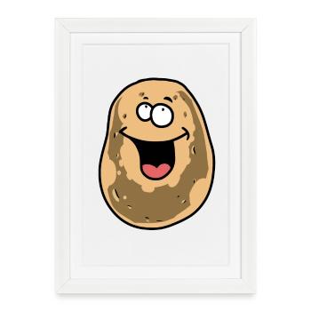 Potato Potatoes Tuber cheerful happy Vegetables - Framed poster (27 × 37 cm) - white - Front