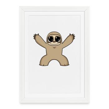 Bébé paresseux câlin - Affiche encadrée (27 × 37 cm) - blanc - Devant