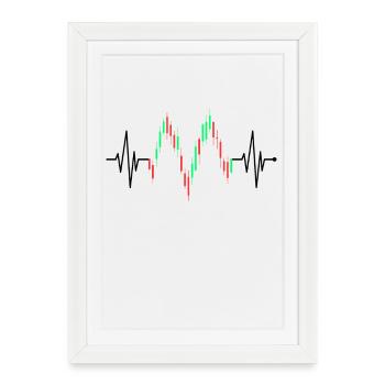 Trader battement de coeur actions ECG Börse Forex Trading - Affiche encadrée (27 × 37 cm) - blanc - Devant