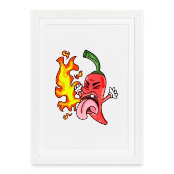 Funny Chili pepper - Peperoni - Framed poster (27 × 37 cm) - white - Front