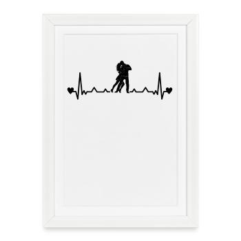Tango Argentino Heartbeat Tanguera Tanguero - Affiche encadrée (27 × 37 cm) - blanc - Devant