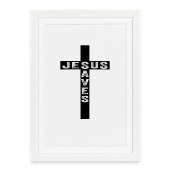 Jesus Saves In A Cross - Framed poster (27 × 37 cm) - white - Front