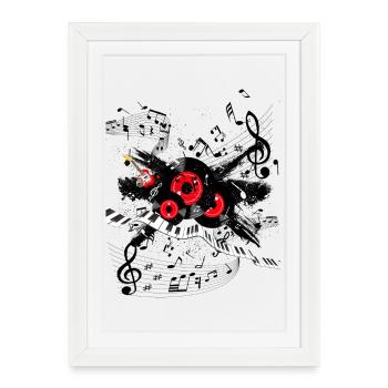 Red Record Melody and Keyboard Track - Framed poster (27 × 37 cm) - white - Front