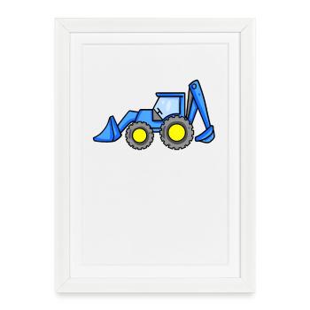 Excavator vehicle construction site - Framed poster (27 × 37 cm) - white - Front