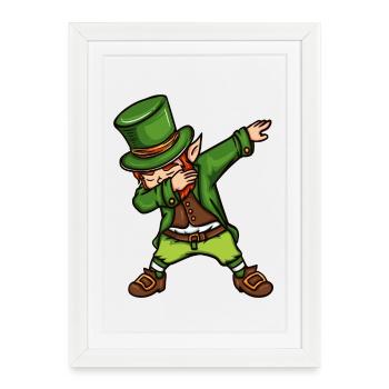 Dancing Leprechaun St. Patrick's Day Irish - Framed poster (27 × 37 cm) - white - Front