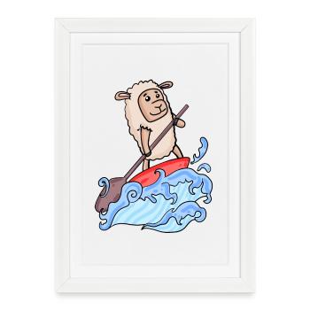 SUP - Stand Up Paddling Paddleboard - Affiche encadrée (27 × 37 cm) - blanc - Devant