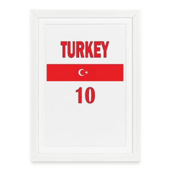 Equipe de foot de Turquie numéro dix cadeau sport - Affiche encadrée (27 × 37 cm) - blanc - Devant