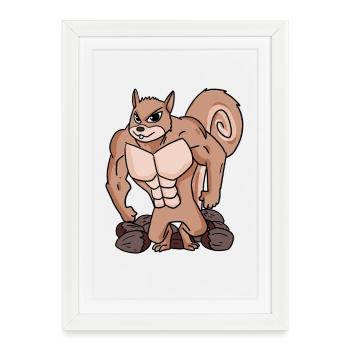 Écureuils avec muscles - Affiche encadrée (27 × 37 cm) - blanc - Devant