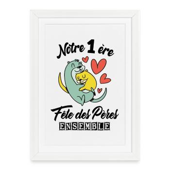 Body bébé meilleur papa première fête des pères - Affiche encadrée (27 × 37 cm) - blanc - Devant