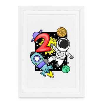 2nd birthday astronaut 2 years boy gift - Framed poster (27 × 37 cm) - white - Front
